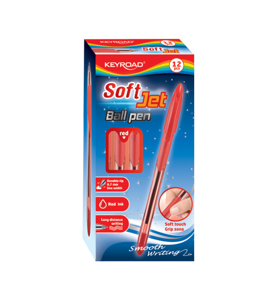 Bolígrafos, Soft Jet, 0.7 mm, Rojo, Caja x 12 Unds.